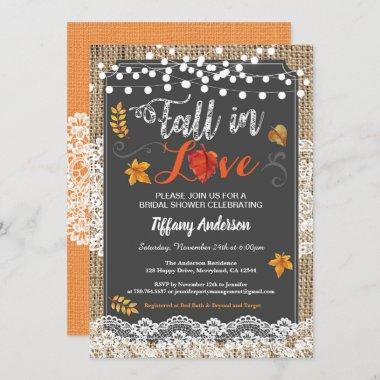 Fall in love bridal shower rustic chalkboard Invitations