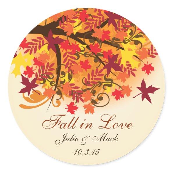 Fall in Love Bridal Shower Wedding Sticker Label