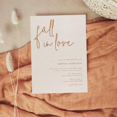 Fall in Love Minimalist Earthy Bridal Shower Invitations