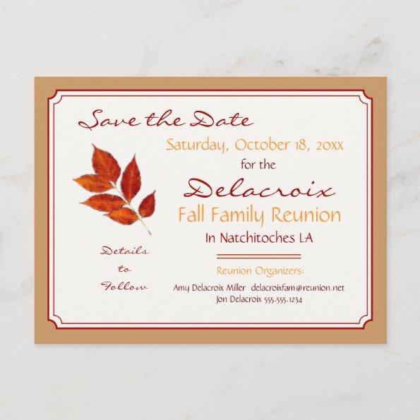 Fall Leaf Family Reunion, Party Save the Date Announcement PostInvitations