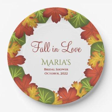 Fall Leaves Fall in Love Bridal Shower Paper Plates