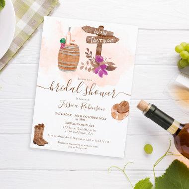 Fall rustic wine tasting watercolor bridal shower Invitations