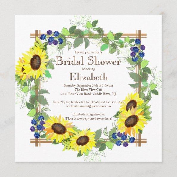 Fall Sunflowers Floral Bridal Shower Invitations