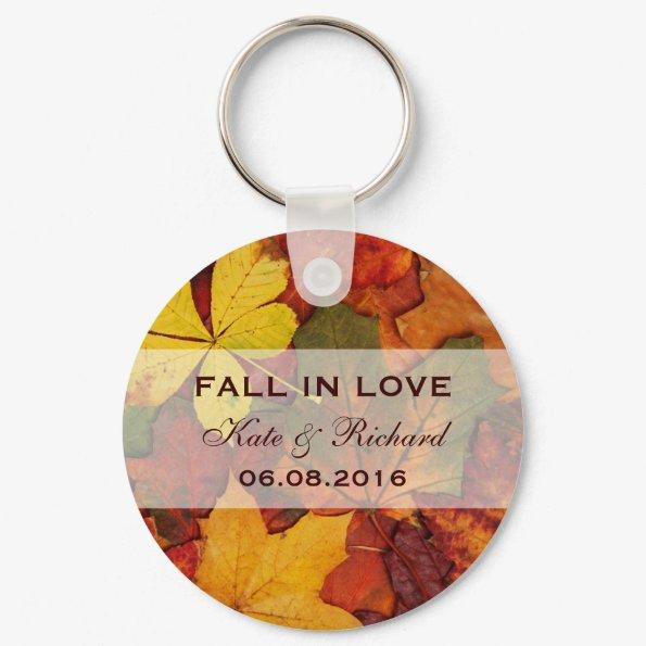 Falling Autumn Leaves Wedding Favor Keychain