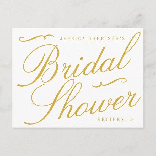 Fancy Gold & White Bridal Shower Recipe Invitations