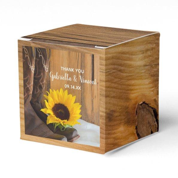 Faux Barn Wood Country Sunflower Western Wedding Favor Box
