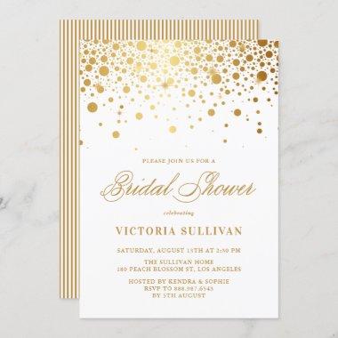 Faux Gold Foil Confetti Dots Bridal Shower Invitations
