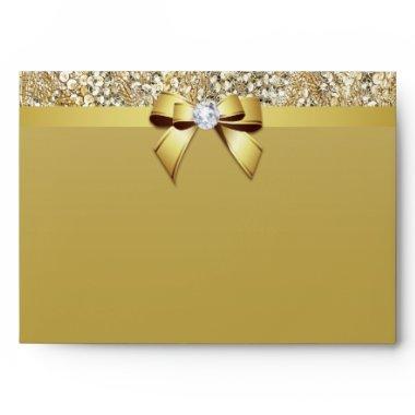 Faux Gold Sequins Diamond and Bow Envelope