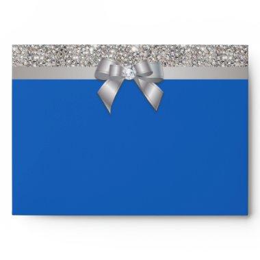 Faux Silver Sequins Diamonds Bow Denim Blue Envelope