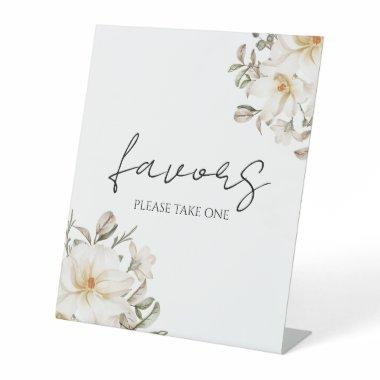 Favors White Floral Bridal Shower Modern Script Pedestal Sign