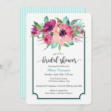 Feminine Floral Bouquet Bridal Shower Invitations