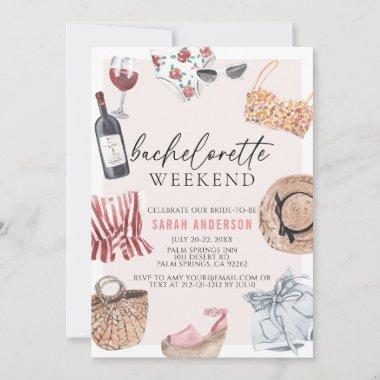 Feminine Outfit Bachelorette Weekend Itinerary Invitations