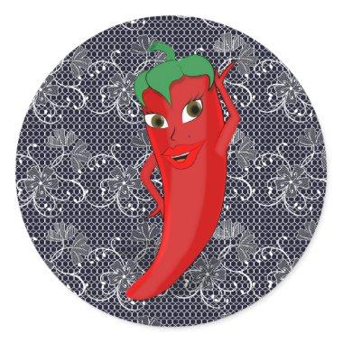 Fiesta Bridal Shower With Red Hot Pepper Diva Classic Round Sticker