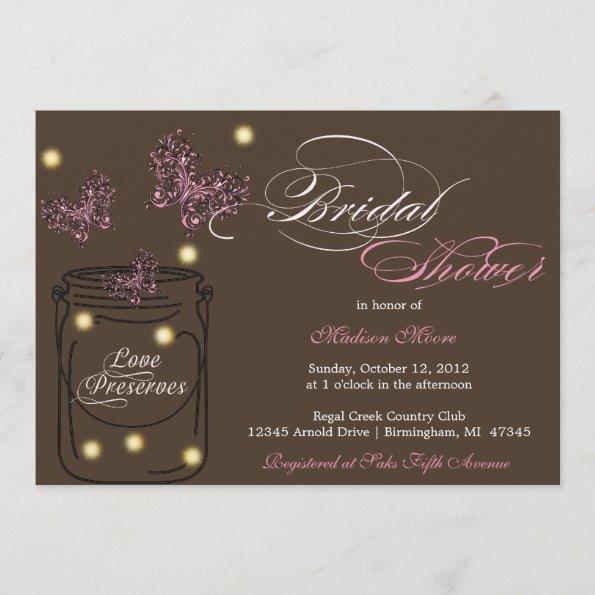 Fireflies and Mason Jar Bridal Shower - Brown Invitations