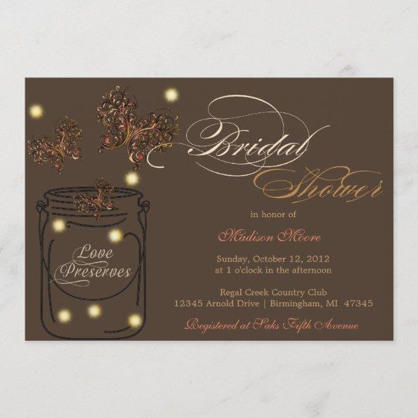 Fireflies and Mason Jar Bridal Shower - Fall Invitations