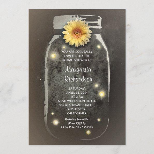 Fireflies & Mason Jar Whimsical Bridal Shower Invitations