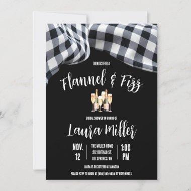 Flannel & Fizz, Plaid, Champagne Bridal Shower Invitations