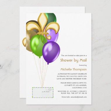 Fleur de Lis Balloon Baby or Bridal Shower by Mail Invitations