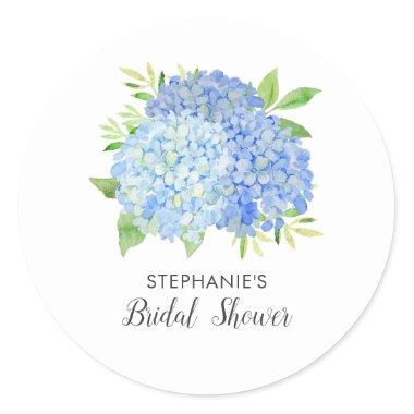 Floral Blue Hydrangea Bouquet Bridal Shower Classic Round Sticker