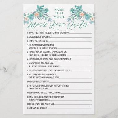 Floral Boho Movie Love Quotes Bridal Shower Game