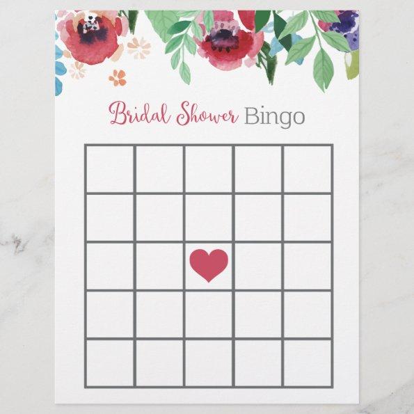 Floral Bridal Shower Bingo Game