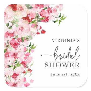 Floral Bridal Shower Square Sticker