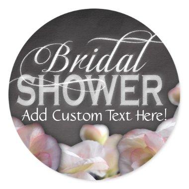 Floral & Chalkboard Bridal Shower Classic Round Sticker