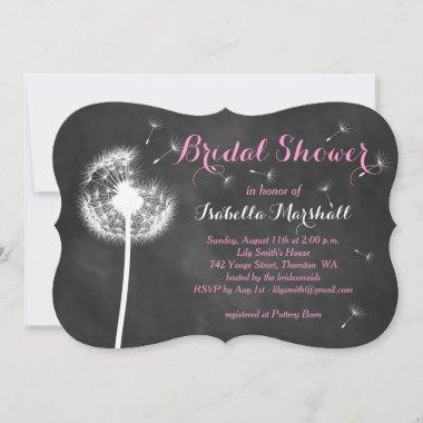 Floral Chalkboard Bridal Shower Invite (pink)
