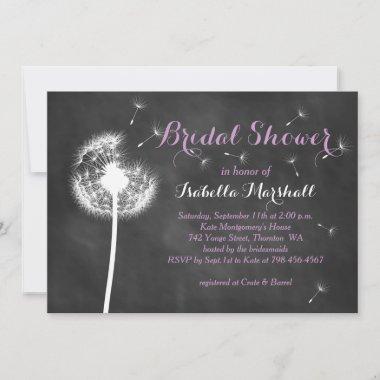Floral Chalkboard Bridal Shower Invite (purple)