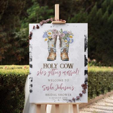 Floral Cowboy Boots Bridal Shower Welcome Sign