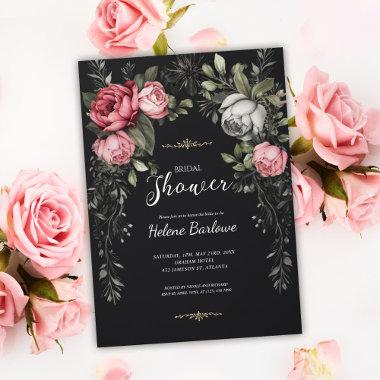 Floral Dark Gothic Bridal Shower Invitations