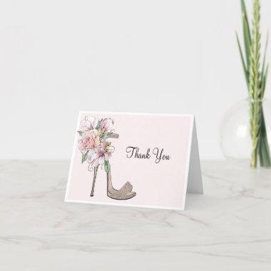 Floral Glam Stiletto Shoe Thank You Invitations