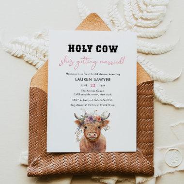 Floral Holy Cow Western Cowgirl Bridal Shower Invitations