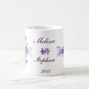 Floral Lilac Flowers Wedding Dated Coffee Mug