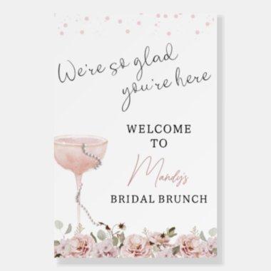 Floral Pearls Prosecco Bridal Shower Welcome Sign