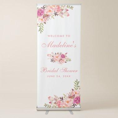 Floral Pink Blush Bridal Shower Welcome Retractable Banner