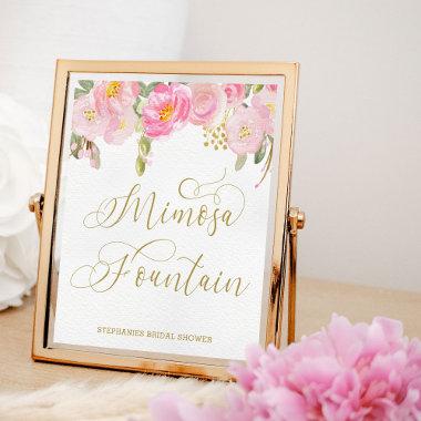 Floral Pink Gold Calligraphy Mimosa Fountain Sign