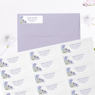 Floral Purple Watercolor Flowers Return Address Label