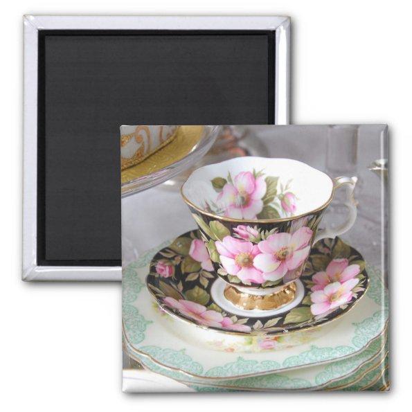 Floral teacup Fridge Magnet