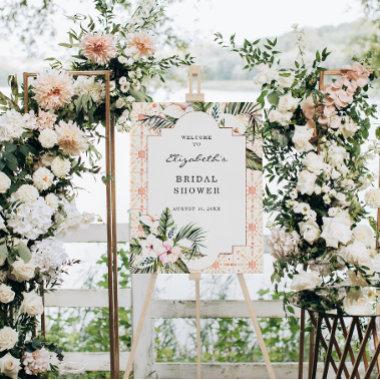 Floral Tiles | Tropical Bridal Shower Welcome Foam Board