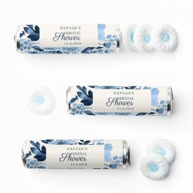Floral Watercolor Blue Blush Script Bridal Showers Breath Savers® Mints