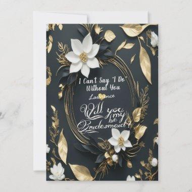Floral Wreath Will You Be My Bridesmaid Wedding Invitations