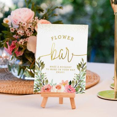 Flower Bar | Gold & Pink Floral Bridal Shower Sign