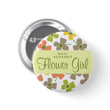 FLOWER GIRL Pastel Daisies Pop Wedding Name Tag Button