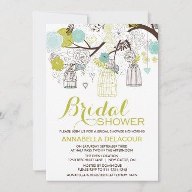 Flowers and Birdcages Bridal Shower Invitations