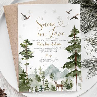Forest Pine Tree Snow in Love Winter Bridal Shower Invitations