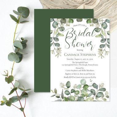 Forest |Sage Green Seeded Eucalyptus Bridal Shower Invitations