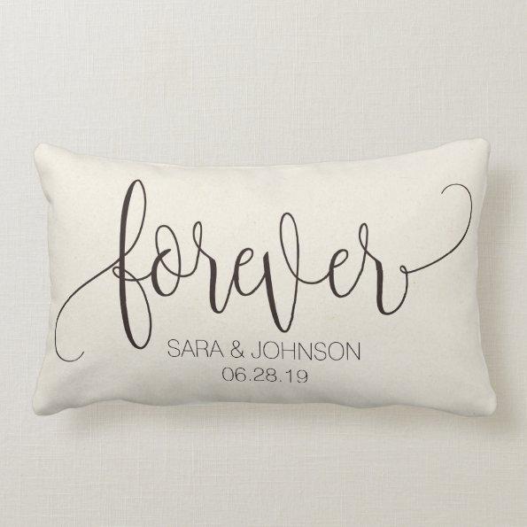 Forever, Calligraphy, Personalized Wedding Gift Lumbar Pillow