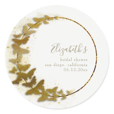 Formal Modern Classic Boho Gold Butterfly Bridal Classic Round Sticker