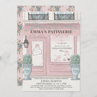 French Bakery Patisserie Paris Pink Bridal Shower Invitations